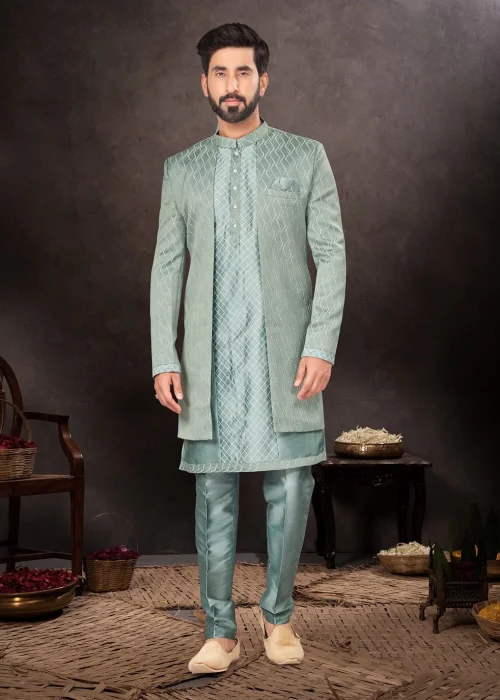 green-jacquard-fancy-work-indo-western-for-men-284423-1000x1375